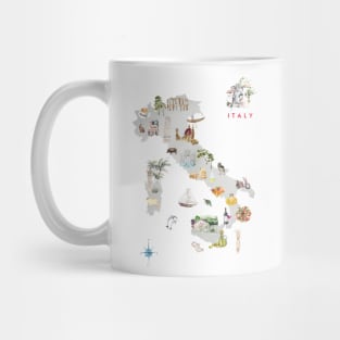 Illustrated Map of Italy Mug